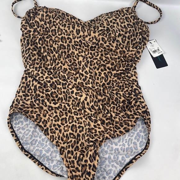 Aqua Green Swim Nwt Womens Faux Wrap Over The Shoulder One Piece